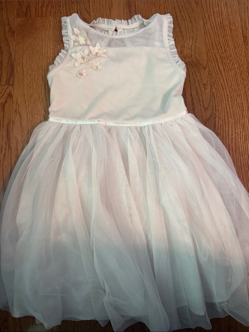 Cat & Jack Girls White Tulle Flower Applique Party Dress 6/6X